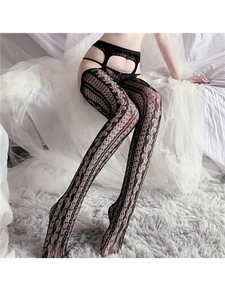 Bas effet porte-jarretelles Erotic Panty Noirs