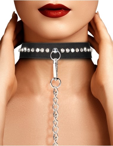 Collier-Laisse à Strass Diamond Studded Noir