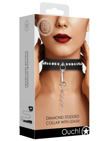 Collier-Laisse à Strass Diamond Studded Noir