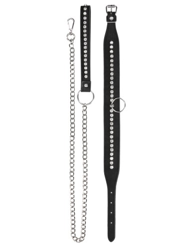 Collier-Laisse à Strass Diamond Studded Noir