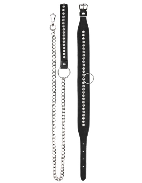 Collier-Laisse à Strass Diamond Studded Noir Collier-Laisse à Strass Diamond Studded Noir
