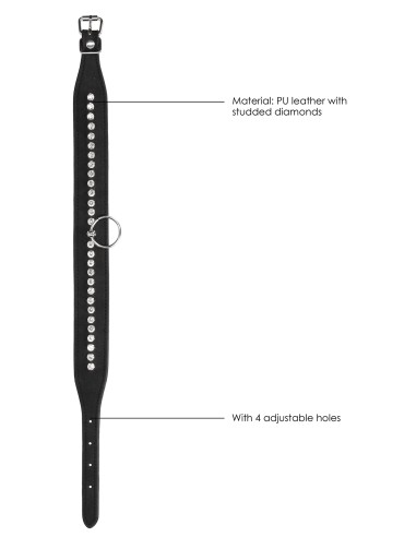 Collier-Laisse à Strass Diamond Studded Noir