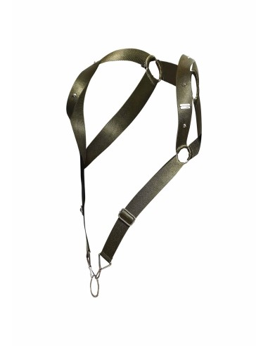 Harnais élastique et Cockring Straight Back Vert Kaki - Harnais - 7