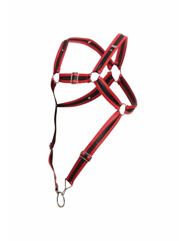Harnais Cross Cockring Dngeon Noir-Rouge - Harnais - 7