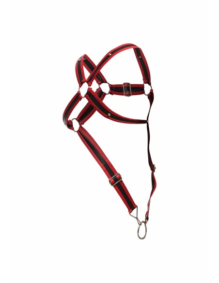 Harnais Cross Cockring Dngeon Noir-Rouge - Harnais - 8
