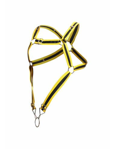 Harnais Cross Cockring Dngeon Jaune-Noir - Harnais - 7