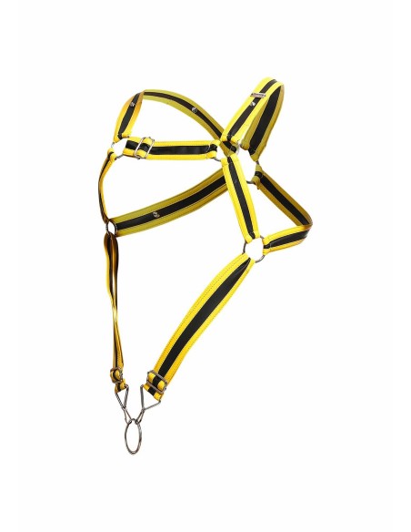 Harnais Cross Cockring Dngeon Jaune-Noir - Harnais - 7