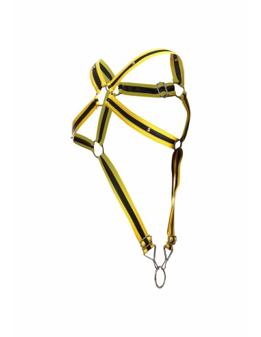 Harnais Cross Cockring Dngeon Jaune-Noir - Harnais - 8