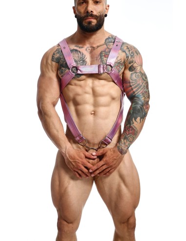Harnais Cross Cockring Dngeon Rose