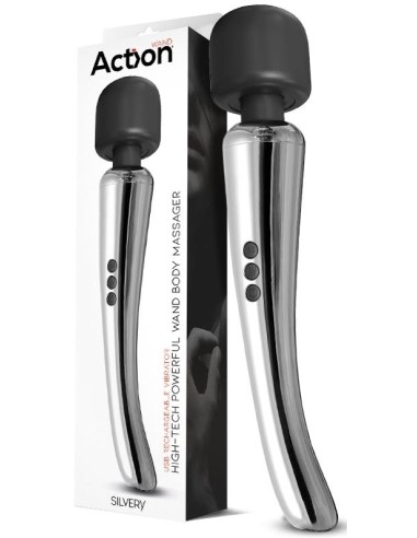 Stimulateur Wand Silvery 30 cm - Tête 55 mm Argenté