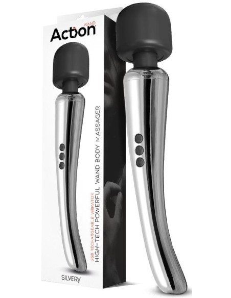 Stimulateur Wand Silvery 30 cm - Tête 55 mm Argenté