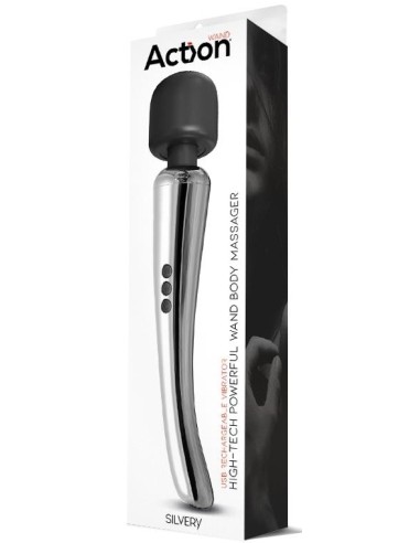 Stimulateur Wand Silvery 30 cm - Tête 55 mm Argenté