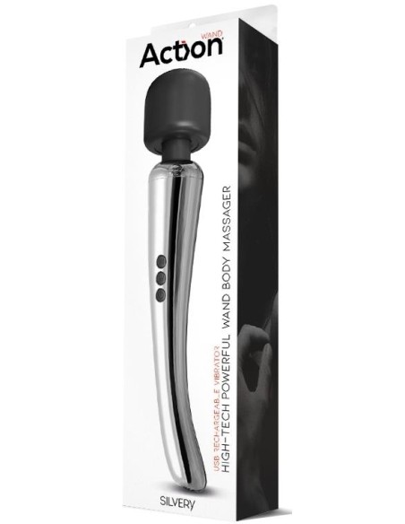 Stimulateur Wand Silvery 30 cm - Tête 55 mm Argenté