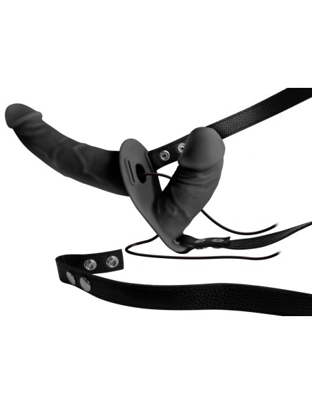 Double Gode Ceinture Vibrant Double Thruster 17 x 4cm Noir