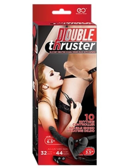 Double Gode Ceinture Vibrant Double Thruster 17 x 4cm Noir