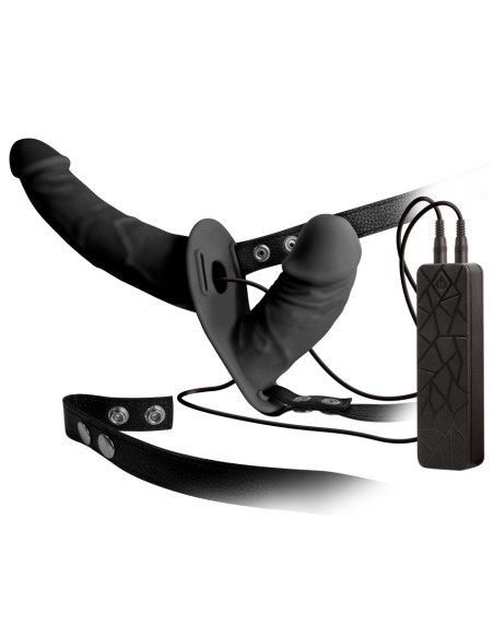 Double Gode Ceinture Vibrant Double Thruster 17 x 4cm Noir