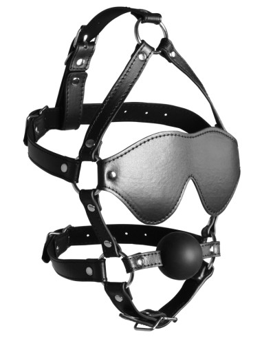 Bâillon Muselière avec Boule et Masque Gag Xtreme Noir