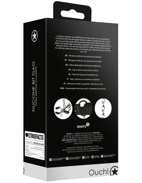 Bâillon avec Pinces Tétons Nipple Gag Noir Bâillon avec Pinces Tétons Nipple Gag Noir