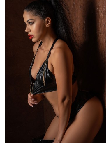 Soutien-Gorge Zippé Wetlook Noir