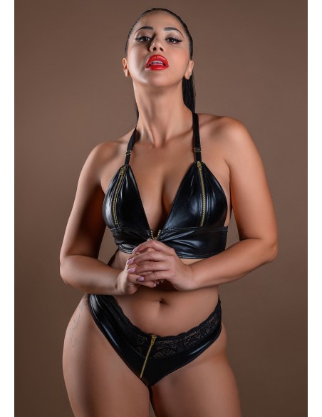 Tanga Zippé WETLOOK Noir Tanga Zippé WETLOOK Noir
