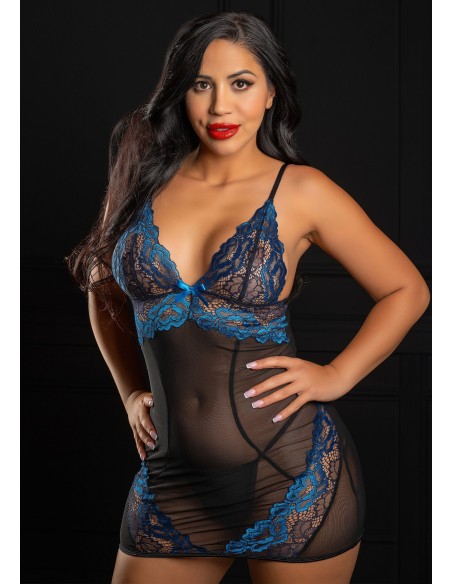 Nuisette Floral Bleu Royal - Nuisettes - 3