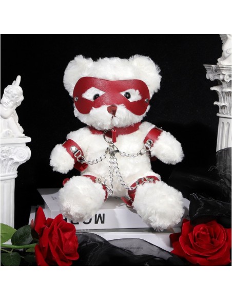 Ours Peluche Teddy Bear Bondage 31cm Blanc