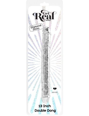 Double Gode Diamond Dick 34 x 3.8cm Transparent