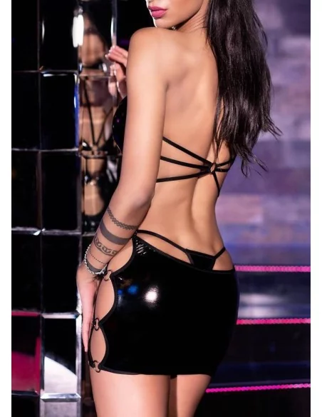 Robe wetlook Vicky - Noire