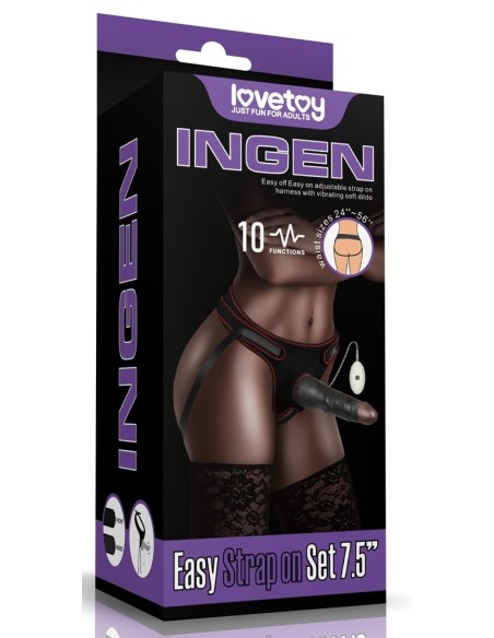 Gode-ceinture vibrant Easy Strap 15.5 x 5 cm Noir