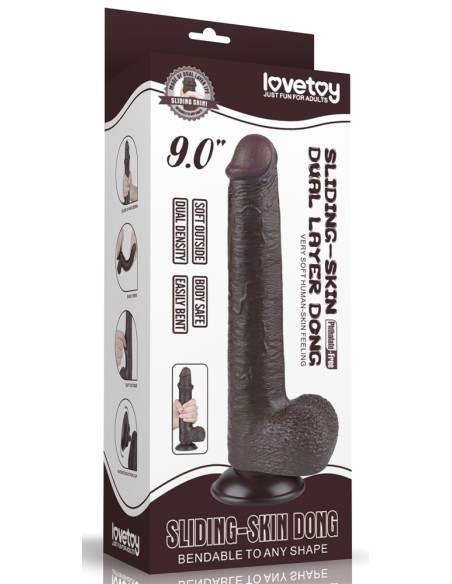 Gode Sliding Skin 17 x 3.5cm Noir