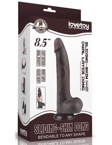 Gode avec Bourses Sliding Skin 17 x 4cm Noir