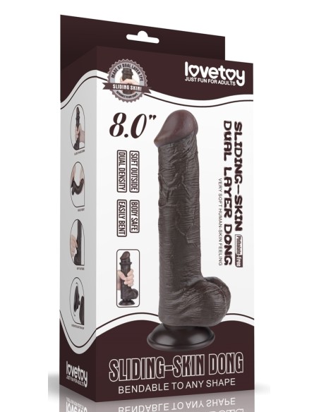 Gode avec Bourses Sliding Skin 15 x 4.5cm Noir