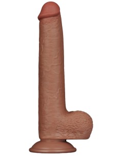 Gode avec Bourses Sliding Skin 17 x 3.5cm Marron