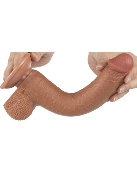 Gode avec Bourses Sliding Skin 17 x 3.5cm Marron Gode avec Bourses Sliding Skin 17 x 3.5cm Marron
