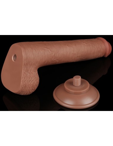 Gode avec Bourses Sliding Skin 17 x 3.5cm Marron