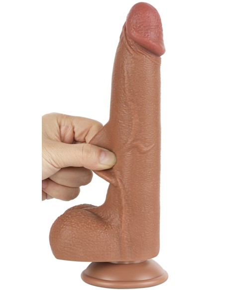 Gode avec Bourses Sliding Skin 17 x 4cm Marron