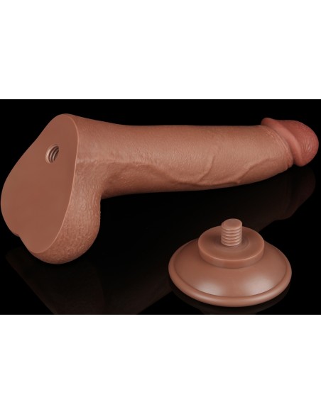 Gode avec Bourses Sliding Skin 17 x 4cm Marron