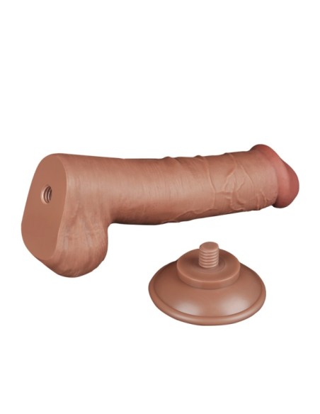 Gode avec Bourses Sliding Skin 15 x 4.5cm Marron Gode avec Bourses Sliding Skin 15 x 4.5cm Marron