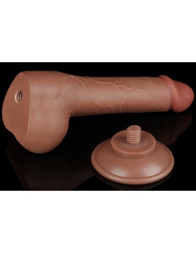 Gode avec Bourses Sliding Skin 13 x 3.8cm Marron