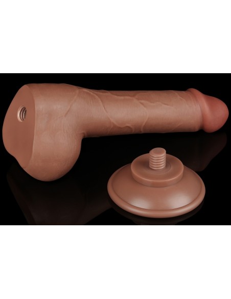 Gode avec Bourses Sliding Skin 13 x 3.8cm Marron