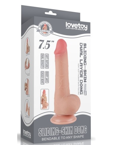 Gode avec Bourses Sliding Skin 13 x 3.8cm