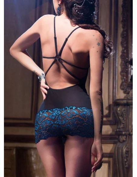 Nuisette dentelle Kimmy - Bleue