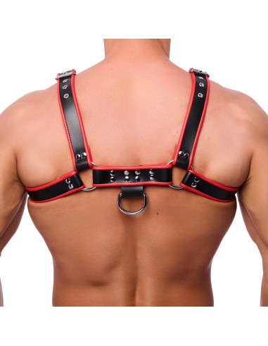 Harnais en cuir Premium Noir-Rouge