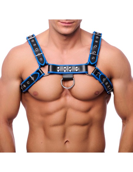 Harnais en cuir Premium Bleu-Noir