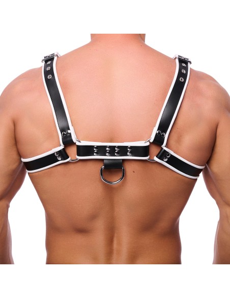 Harnais en cuir Premium Blanc-Noir