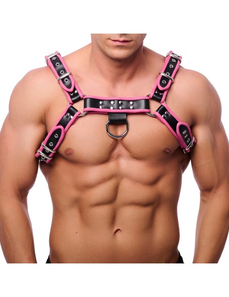 Harnais en cuir Premium Rose-Noir