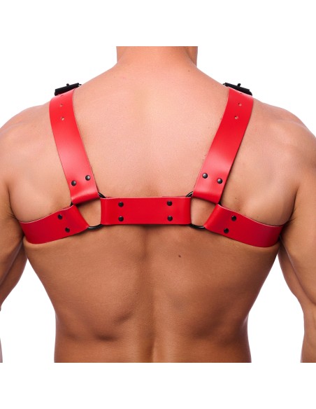 Harnais en cuir BULLDOG Rouge