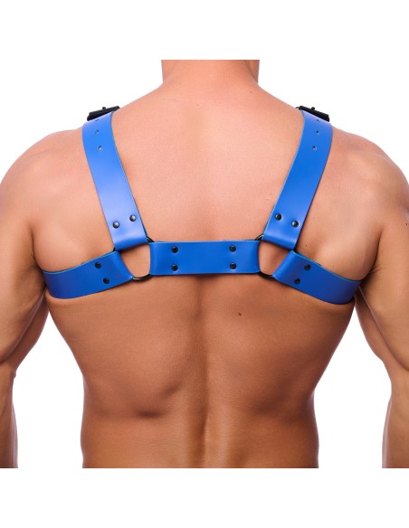 Harnais en cuir Bulldog Bleu