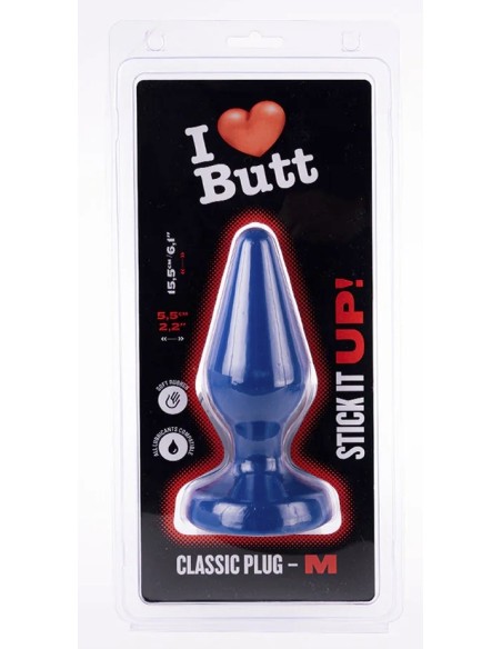 Plug Classic M I Love Butt 13 x 5.3 cm Bleu