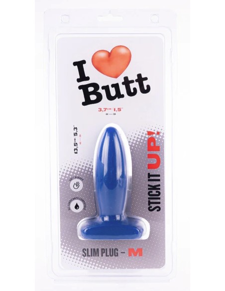 Plug Slim M I Love Butt 11 x 3.7 cm Bleu